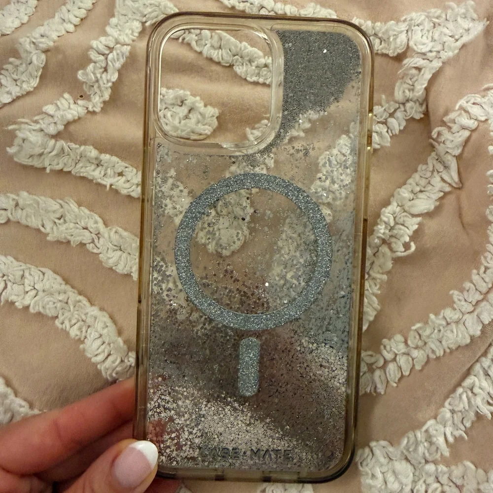 case-mate Clear Glitter MagSafe Phone Case - Silver Glitter